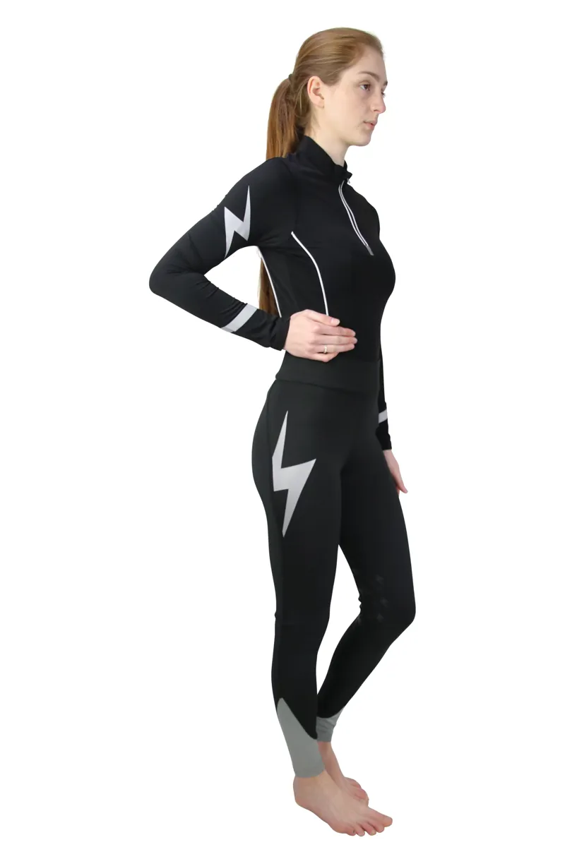 Hy Equestrian Silva Flash Riding Tights - Black/Reflective Silver-1